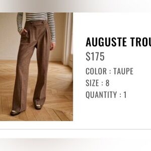 Sezane Auguste Trousers Taupe - Size 6